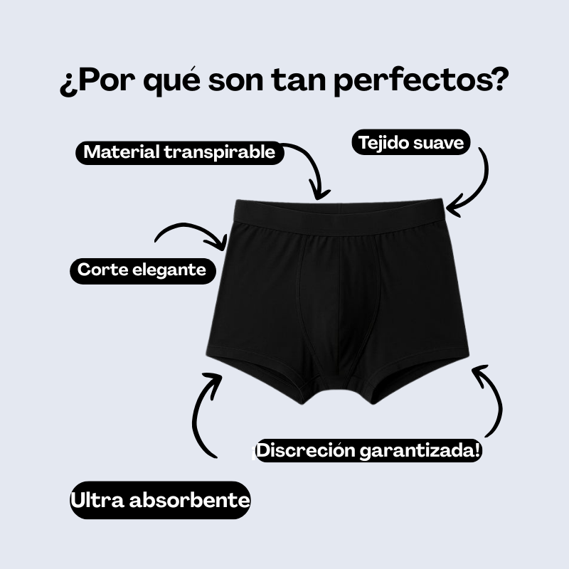 Boxer para incontinencia con protección contra fugas - Ultra absorbente